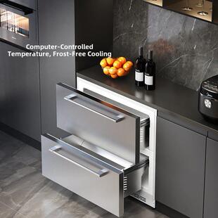 尊贵122升 卧式冰箱家用风冷80厘米宽超薄零嵌平嵌底部散热
