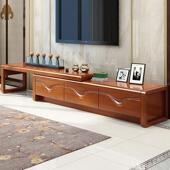 中式 1小户型组地柜厅橡木多功能合视 听实木伸缩电视柜现代简约90