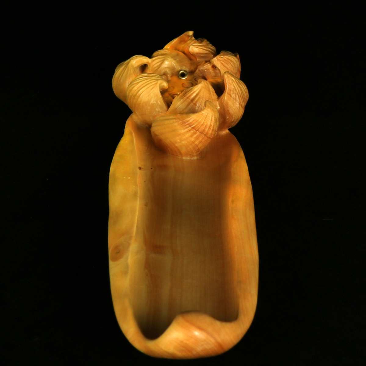 小叶黄杨木雕装饰摆件茶道香道禅意雕刻工艺送礼品手工荷花香插