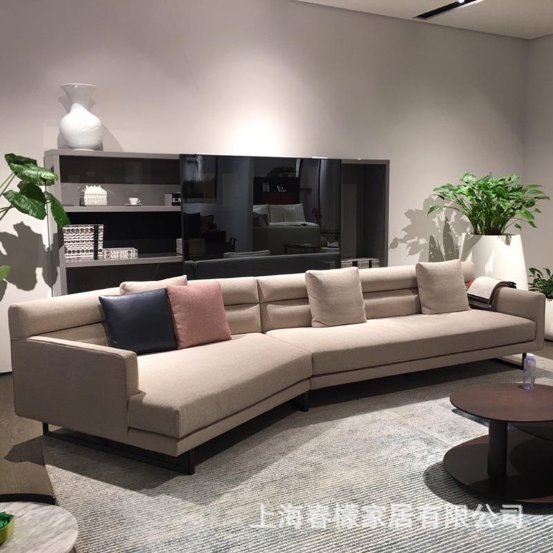 转角异形布艺沙发北欧轻奢制免洗科技布简易定客厅弧形组合简约