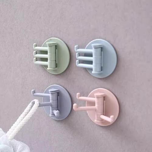 Rotating Hook Adhesive Three-Branch Hooks for Kitchen, Bathr
