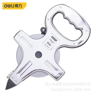 DL9130 得力工具 鐵盒架式 插地尺不銹鋼卷尺土地測量高精度 米
