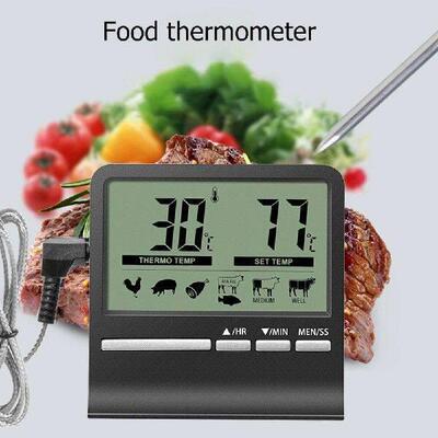 Digital Barbecue Meat Thermometer Oven Food Timer Probe
