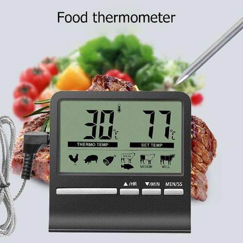 Digital Barbecue Meat Thermometer Oven Food Timer Probe