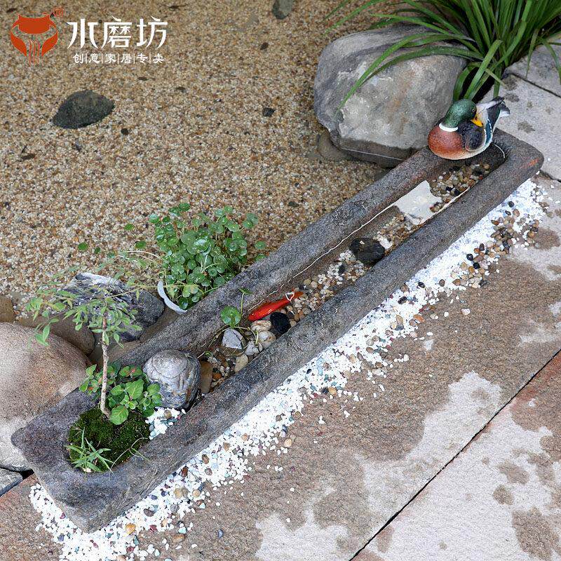 人造石槽摆件土培花盆茶室民宿水培花器花园阳台装饰庭院创意花槽