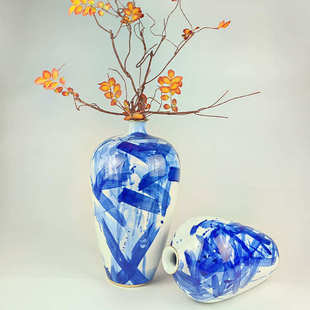 新中式金梅瓶陶瓷花器客厅玄关电视柜创意干花器家居软装