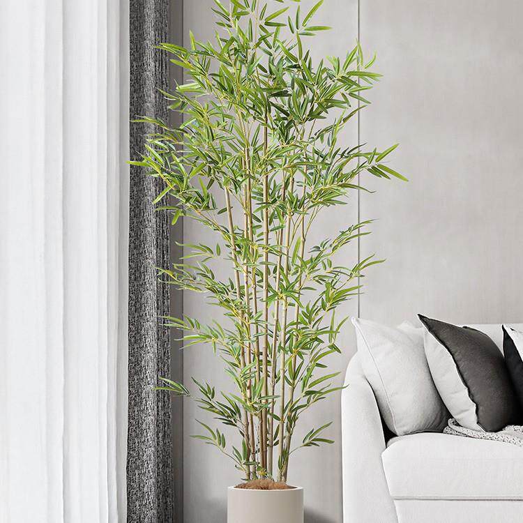 现代中式风仿真植物原杆假竹子摆件室内客厅装饰落地绿植