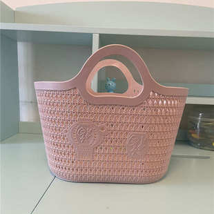 便携式 柔软塑料手提篮子环保买菜蓝子储物篮超市购物篮收纳篮