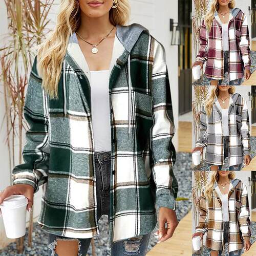 Women's large plaid style women's jacket plaid