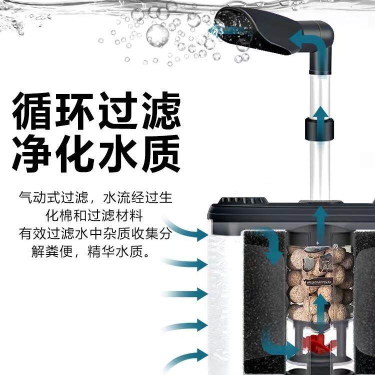 鱼缸过滤器水妖精制氧过滤一体机小鱼缸循环水泵小型六合一内置