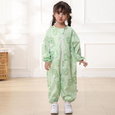 儿童连体罩衣秋冬季男童宝宝画画防水防脏婴儿爬行爬爬服女童外穿