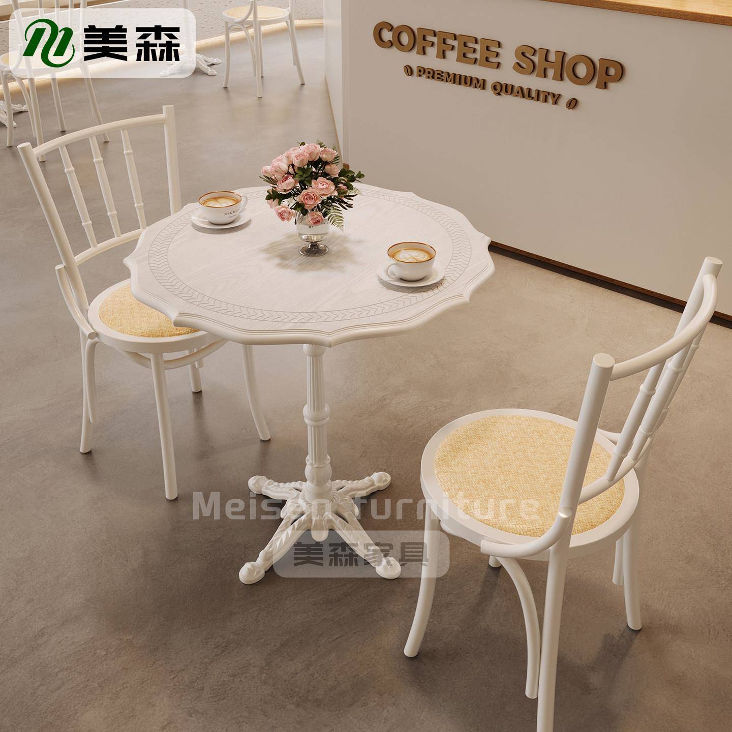 咖啡店桌椅美式复古蛋糕西餐厅下午茶烘焙糖水铺实木餐饮圆桌商用