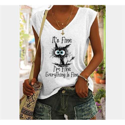 A large number of single women's clothing line cat printed