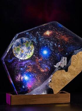 宇航员太空银河系星系恒星蓝色星球地球星空小夜灯床头灯摆件礼物