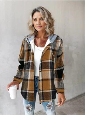 Women's large plaid style women's jacket plaid