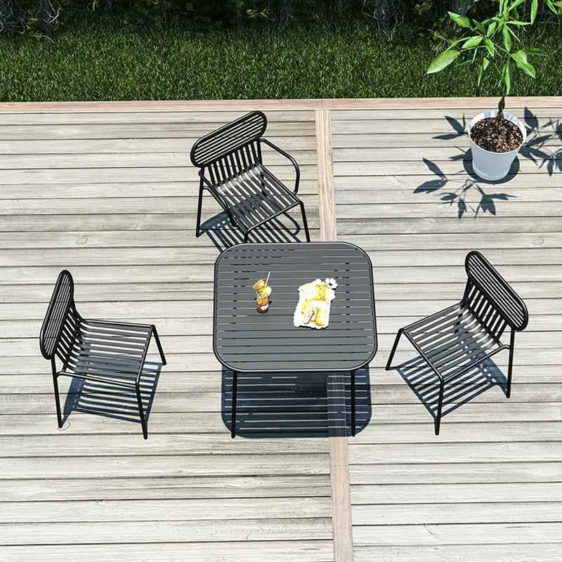 别墅庭院阳台铁艺外桌椅套件合露天室外简厅约现组代户AL-64024咖