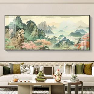 新中式背有靠山客厅装饰画 画青山绿水风景画 画大幅横版沙发背景