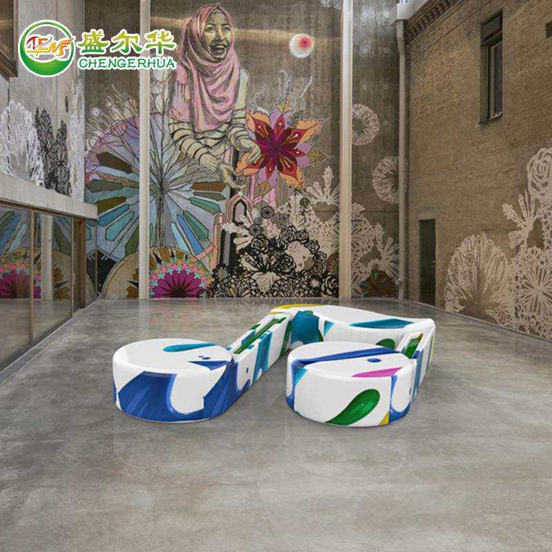 美陈创意时尚玻璃钢音符座椅户外广场商场酒店走廊休息椅装饰摆件