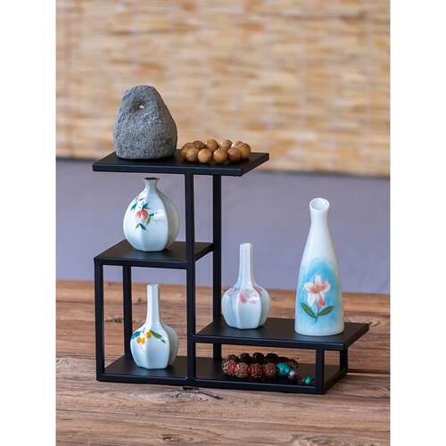 小饰品茶具架桌面新中式铁艺现代简约多层饰品收纳展示架