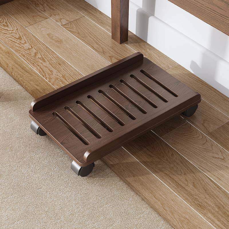 托盘电底台式ZWJ007/D垫脑主机拖架托架桌下实木座移动支架主机箱