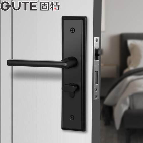 固特卧室门锁室内房间门锁家用通用型木门把手柄免改孔不锈钢锁具