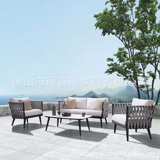 户外藤编沙发绳编桌椅别墅室外沙发椅室外阳台桌椅售楼部休闲沙发