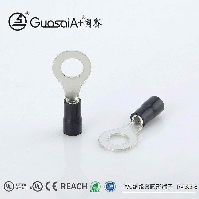 供应冷压端子RV3.5-8紫铜接线铜鼻子PVC绝缘护套圆形端子