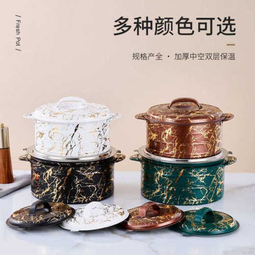定制不锈钢兰花保鲜锅套装双层保温锅料理加厚套装大容量保鲜盒