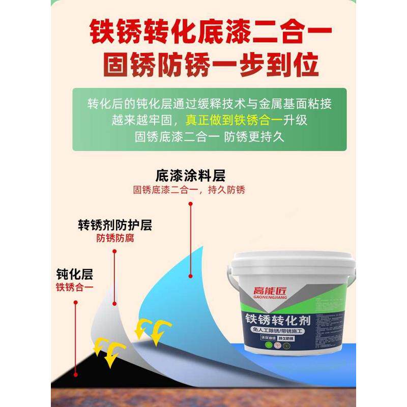 铁锈转化剂防锈漆金属防腐灰色水性油漆底漆彩钢瓦翻新免除锈打磨