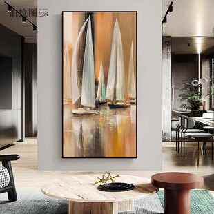 饰画现壁简约竖版 挂画入户代过道走廊风景 一帆风顺玄关装 一帆BLT