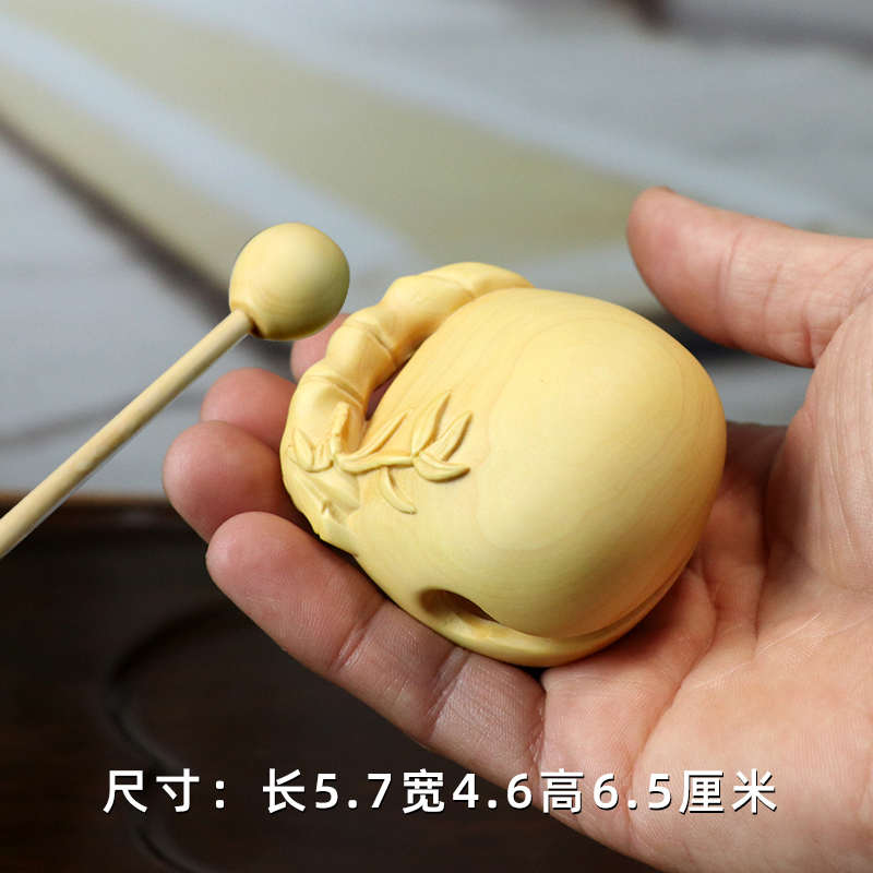 木质竹节节节件佛高升木鱼手把黄杨系念随身携带木雕摆件打击乐器