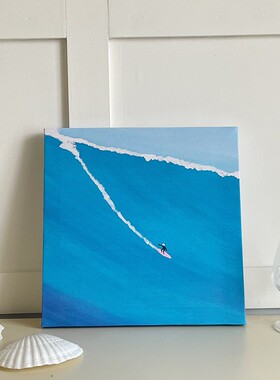 小众蓝色大海冲浪装饰画北欧风格小清新客厅挂画画餐厅壁画摆件