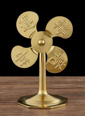 风扇转运风车招财客厅居家摆件用品设圆座乾坤运转风车摆设