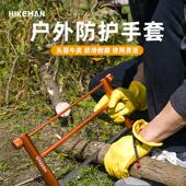 户外野营头层牛皮手套烧烤隔热防烫劳保耐磨防护覆古机车骑行手套