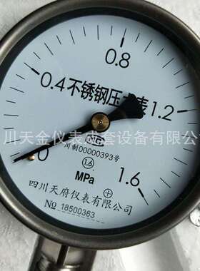 四川天府压力表不锈钢压力表YTF-100H 0-1.6MPA水压气压表径向