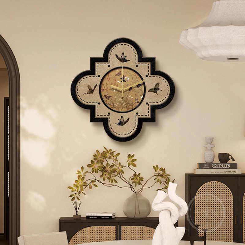 l1s2024新款中古风餐厅挂钟法式复古客厅时钟家用静音餐桌背景墙,家居饰品,挂钟,淘宝优惠券,粉丝福利购,淘宝优惠卷