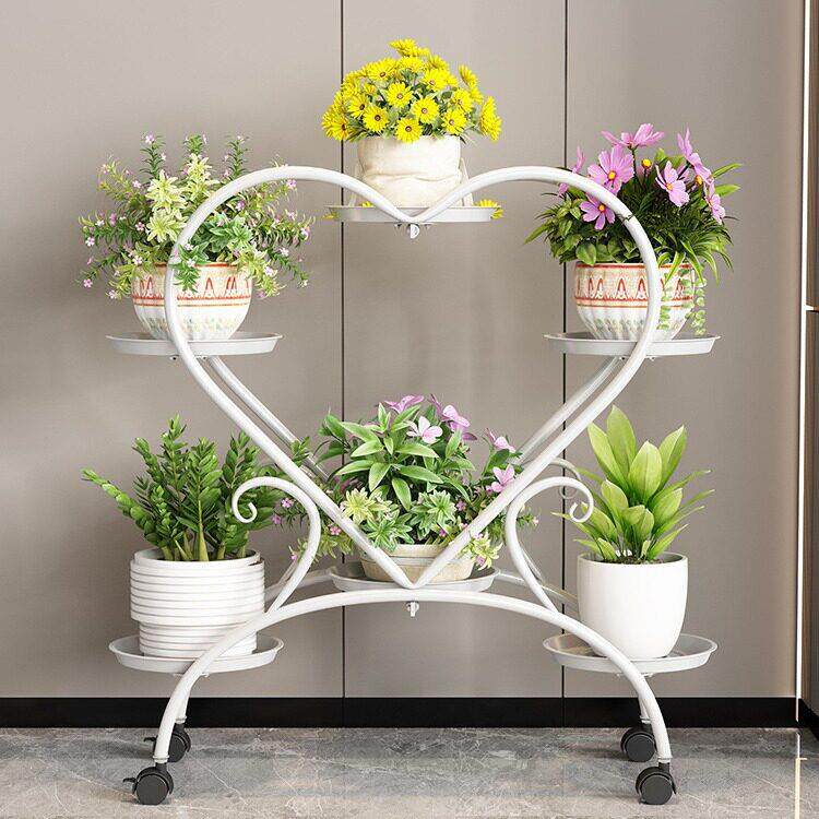 心形花架北欧铁艺花架落地金色金属绿萝多肉客厅阳台家用植物架子