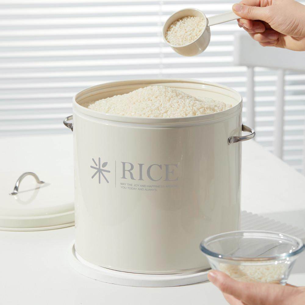 北欧风10斤圆米桶带密封圈防潮防锈送送米勺米面收纳储米箱揽乘,收纳整理,毛绒玩具收纳桶/箱,淘宝优惠券,粉丝福利购,淘宝优惠卷
