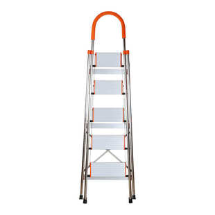加厚三步四步五步六步家用梯 室内人字梯 不锈钢折叠梯子安全