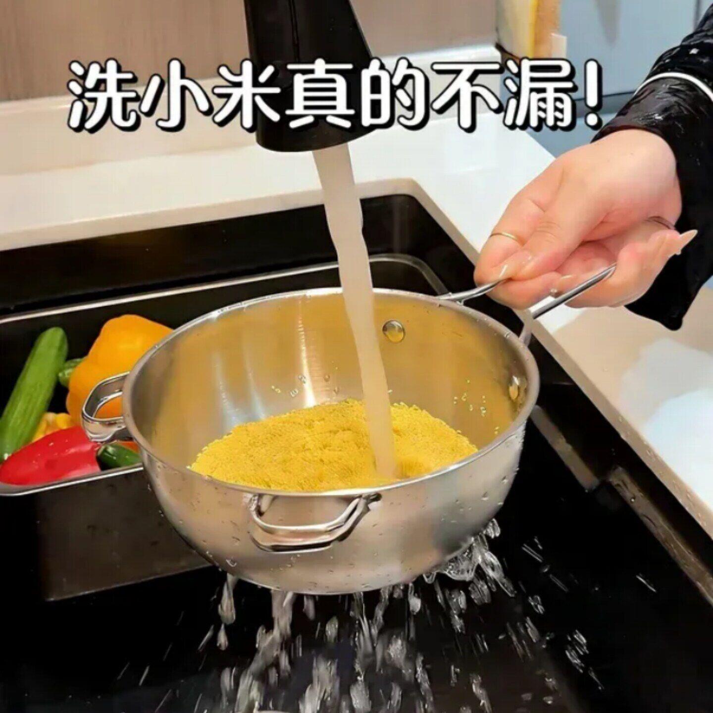 不锈钢淘米筛家用厨房超细面粉过筛拌面滤水勺多功能杂粮淘洗神器