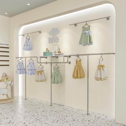 童装店货架展示架上墙壁挂式个性儿童挂衣架商场不锈钢童装架子