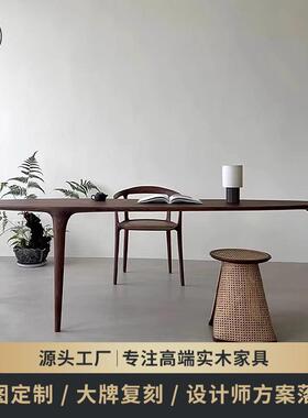 意式极简进口北美FAS级黑胡桃木三角茶桌全实木简约茶桌