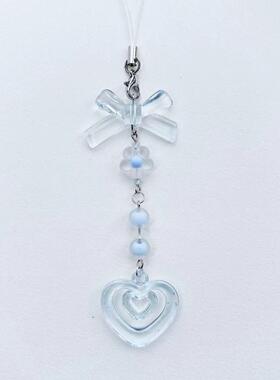 【蓝色花朵】串珠手机链钥匙扣挂件卡册卡扣包包配饰蝴蝶小熊水蓝