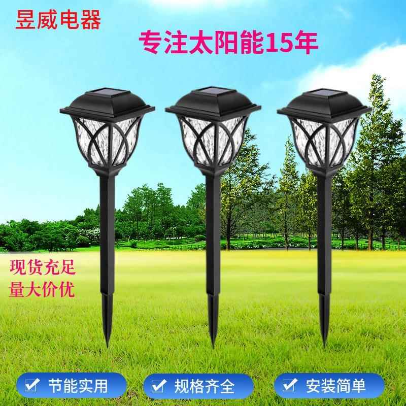 跨境太阳能草坪灯覆古网格方形地插灯小宫灯花园防水方格氛围灯