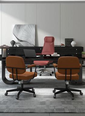 品奢意式轻极简办公桌黑色岩板电脑新书房书板桌设计师老Q77H99T7