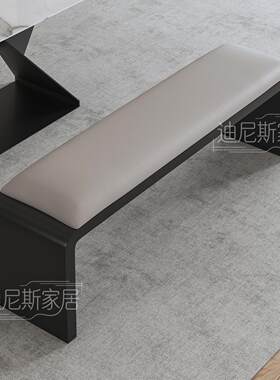 意式轻奢茶桌真皮长条凳2026新款硬钢架床尾长凳入户长条换鞋凳子