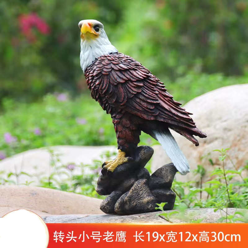 鹰工艺礼品白头仿真雕塑美洲树脂玻璃钢园林装饰户外景观庭院老鹰