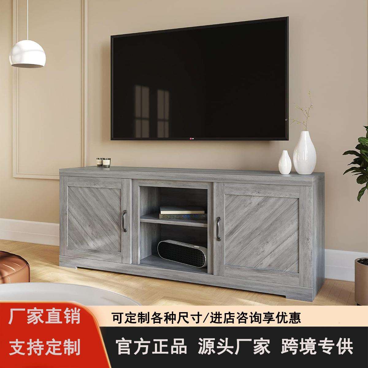 跨境家具带壁炉电视柜谷仓门餐具柜带隐藏侧柜储物柜田园风收纳柜