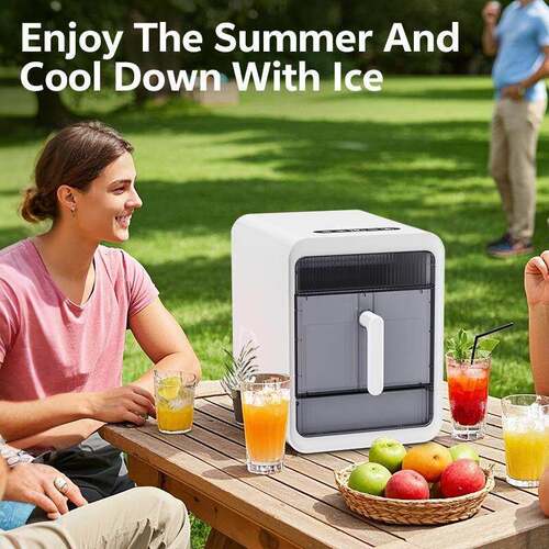 跨境110V制冰机Ice maker商用家用迷你一体冰块制作机器可定拉车