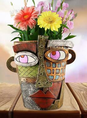 跨境多肉花盆树脂摆件装饰】人脸花园微景观树脂盆景DIY制作现货